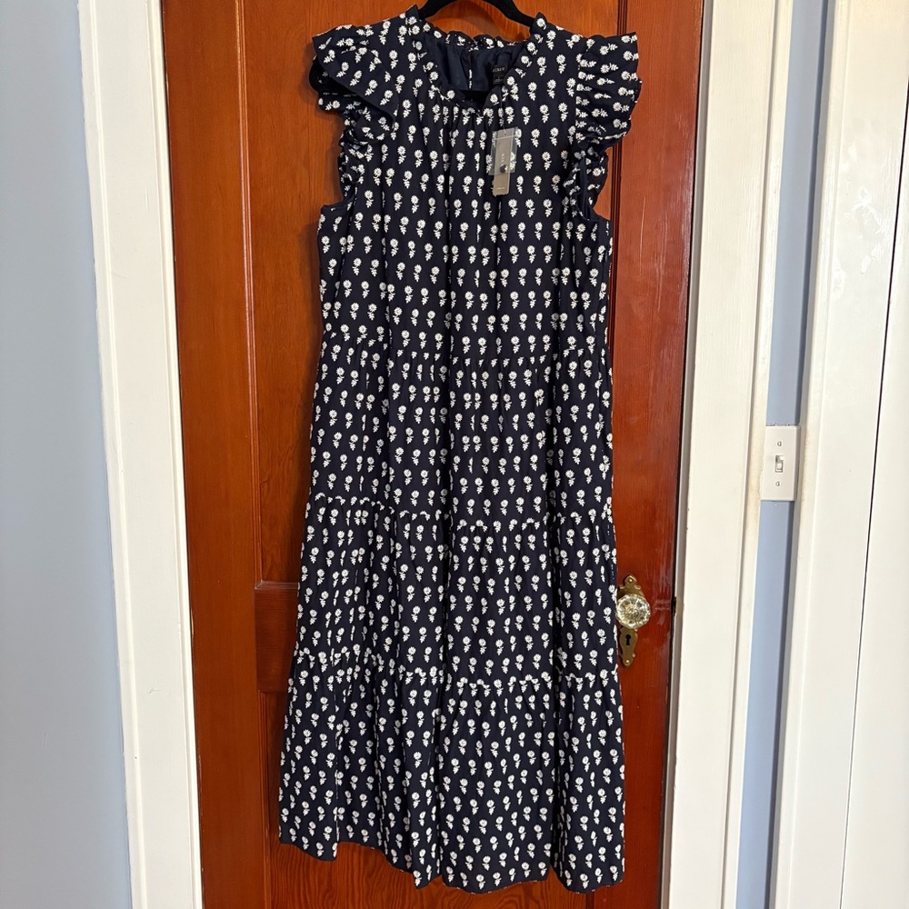 NWT J. Crew Tiered Cotton Voile Maxi Dress in Floating Sunflowers